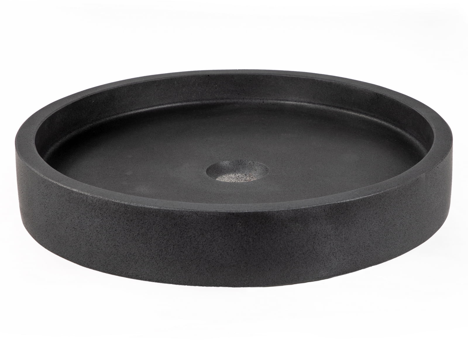 Sleek Honed Black Lava Stone 18'' Circular Vessel Bathroom Sink