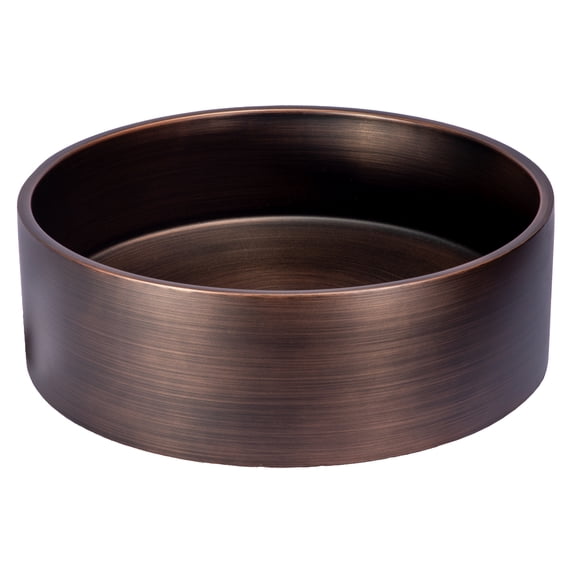 Eden Bath EB_SS003BZ Round 15.75-in Stainless Vessel Sink + Rim Bronze + Drain