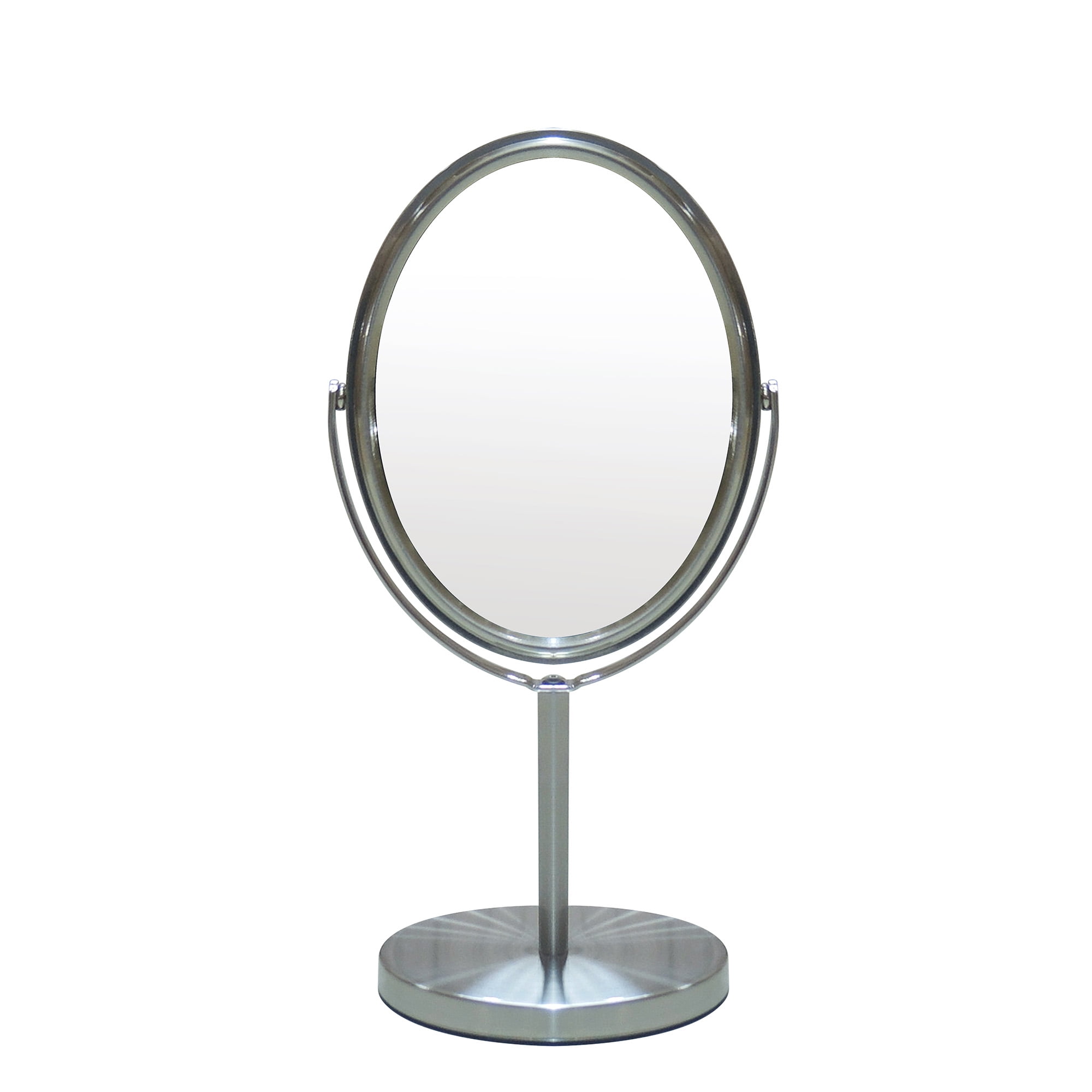 Eden Bath Oval Two Sided 5X Nickel Framed Freestanding Makeup / Shaving Mirror