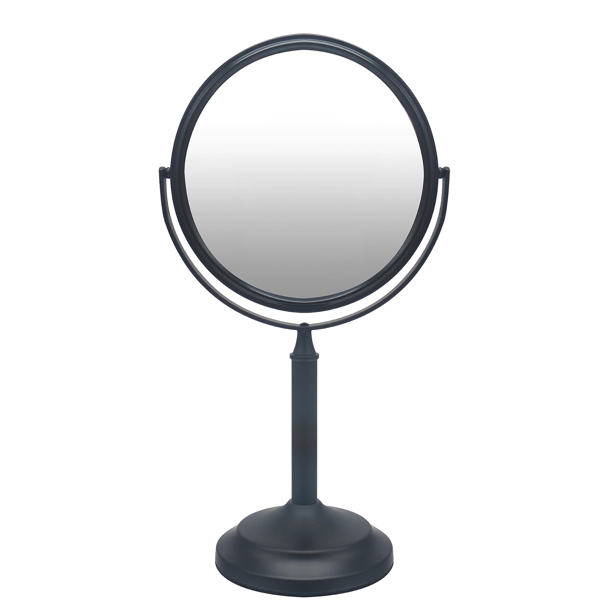 Eden Bath Round Two Sided 5X Black Framed Freestanding Makeup / Shaving Mirror