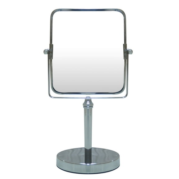 Eden Bath Square Two Sided 5X Chrome Framed Freestanding Makeup / Shaving Mirror