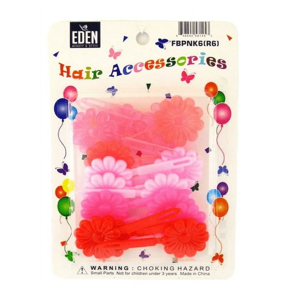 Eden Children's Self Hinge Floral Hair Barrettes, Pink & Red, 18 Ct