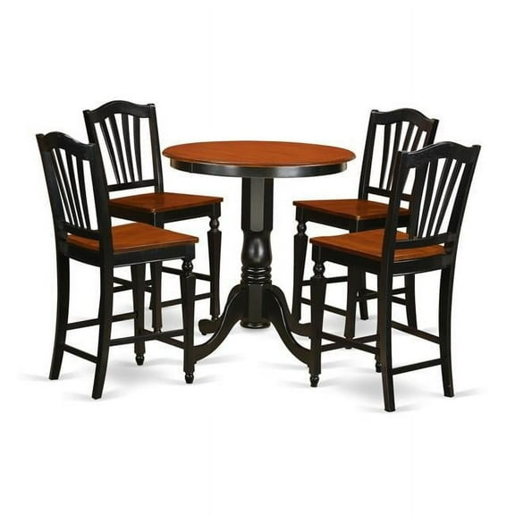 Eden Counter Height Pub Table & 4 Bar Stools, Black & White