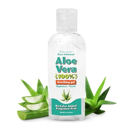 Eden Dews Travel-Size Aloe Vera Gel -Organic, Moisturizing, Sun Burn , Hydrating for All Skin Type 2 oz