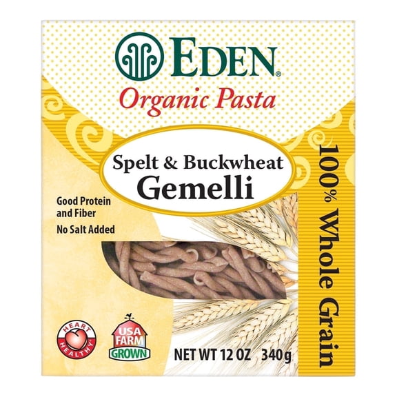Eden Foods Organic Pasta Company Spelt & Buckwheat Gemelli - 12 oz Pack of 2