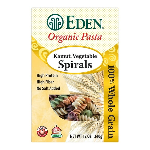 Eden Foods Organic Pasta Kamut Vegetable Spirals - 12 oz Pack of 4