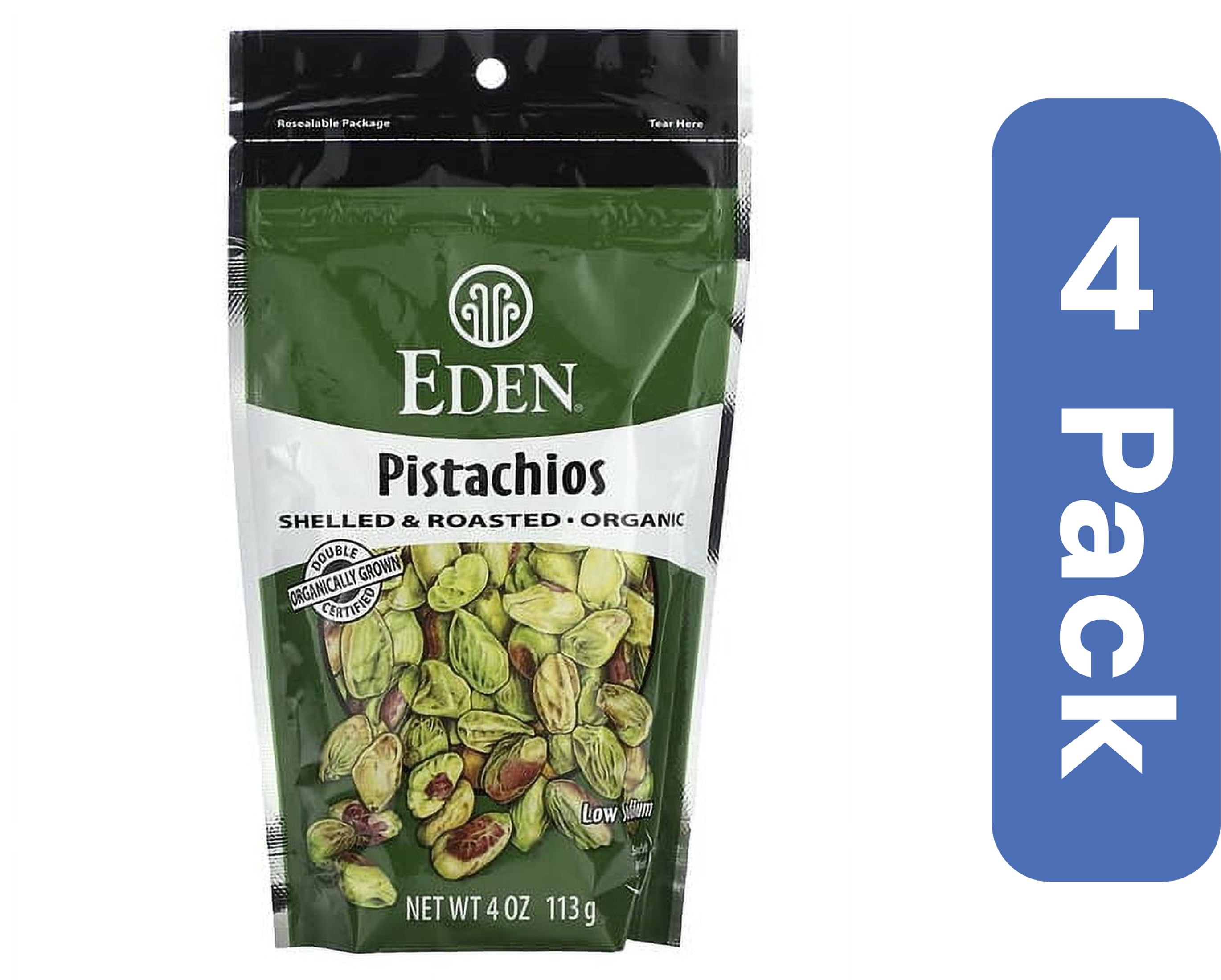 Eden Foods, Organic, Pistachios, Shelled & Roasted, Sea Salt Misted, 4 oz Pack of 4