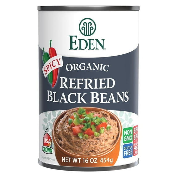 Eden Foods Organic Refried Black Beans Spicy - 16 oz Pack of 2