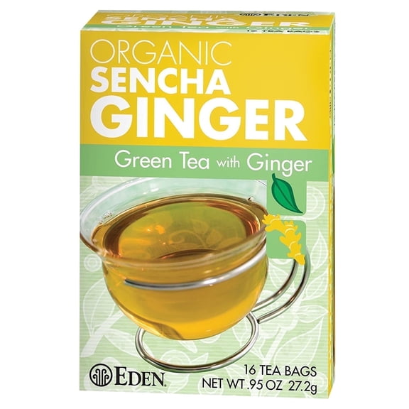 Eden Foods Organic Sencha Ginger Green Tea Ginger -- 16 Tea Bags Pack of 2