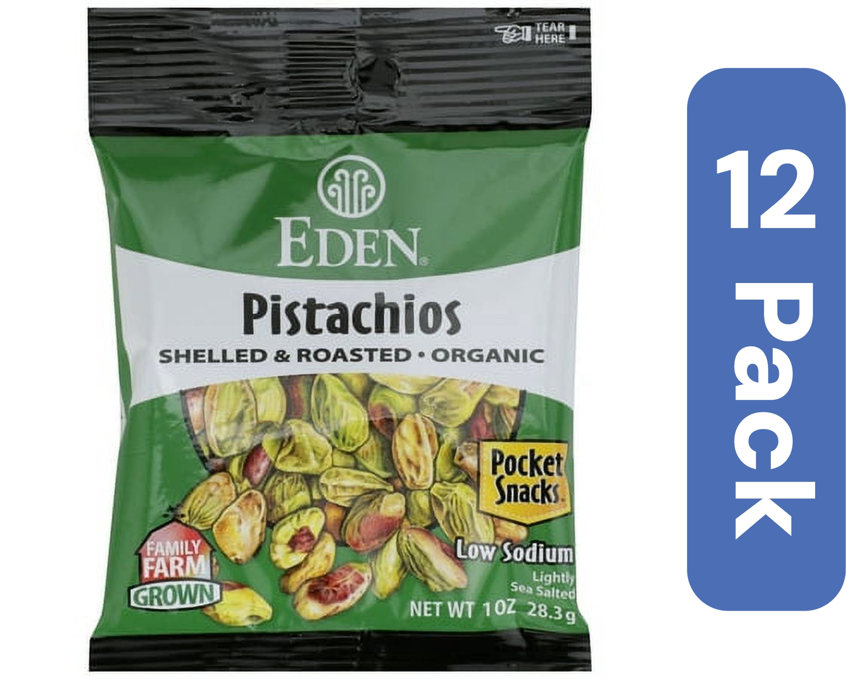 Eden Foods Pocket Snack Pistachios Roasted 1 oz (Pack Of 12)