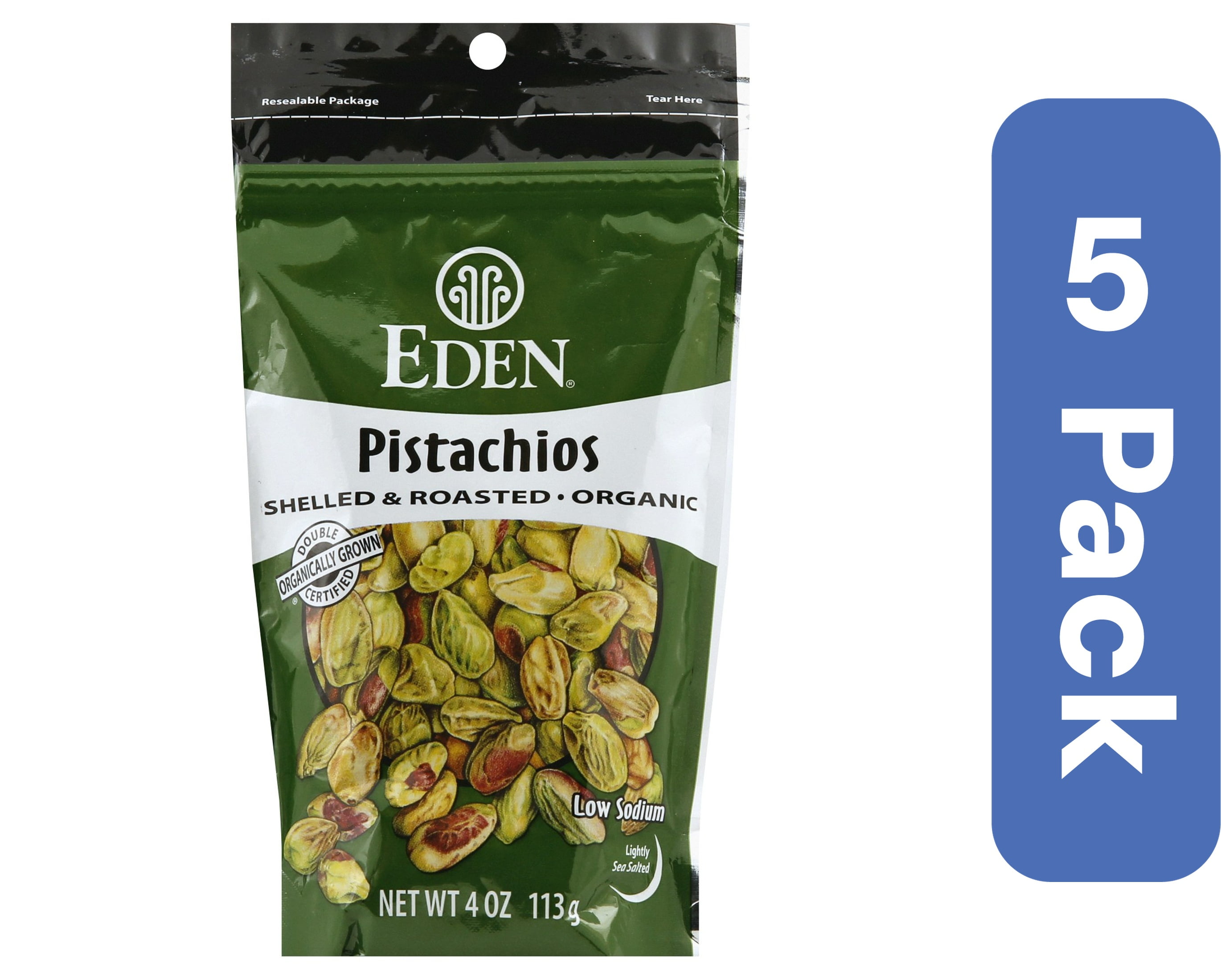 Eden Foods Shelled Roasted Pistachios 4 oz (Pack of 5)