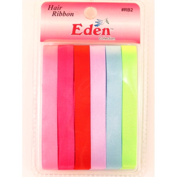 Eden Girls Hair Ribbons - Pink, Red, Blue, Green - 6 Pcs.