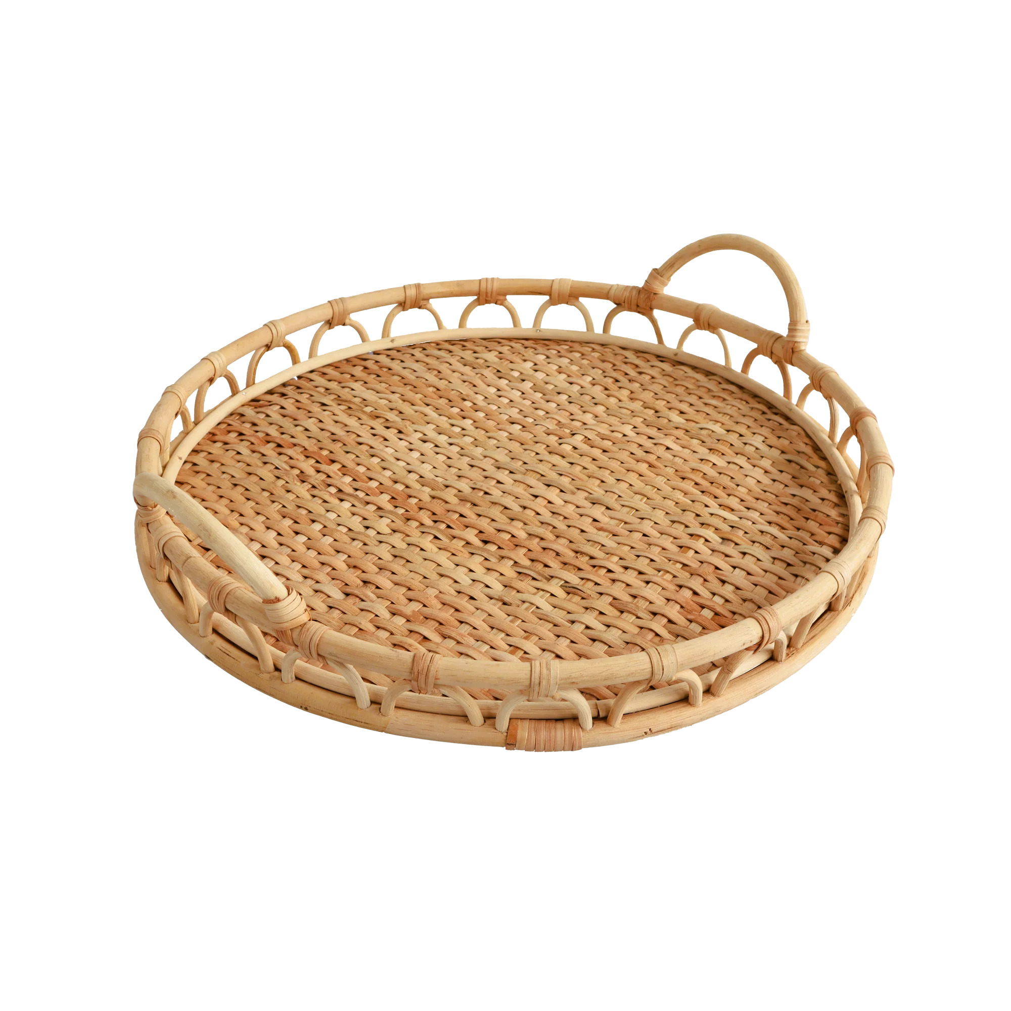 Extra Large Turquoise Raffia Woven Fruit Bread Tray