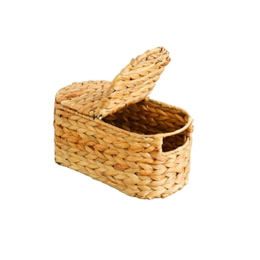 BlueMake Large Decorative Wicker Storage Baskets with Lids, Set of 2 ...