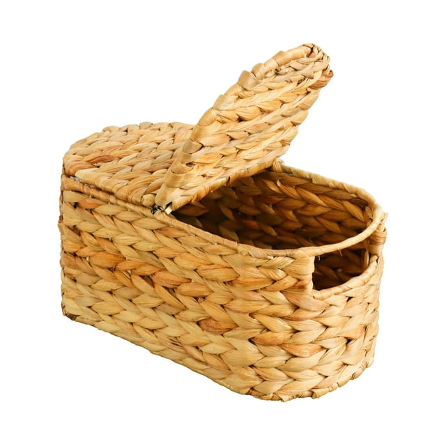 Eden Grace Handmade Oval Woven Wicker Basket with Lid Stylish Storage