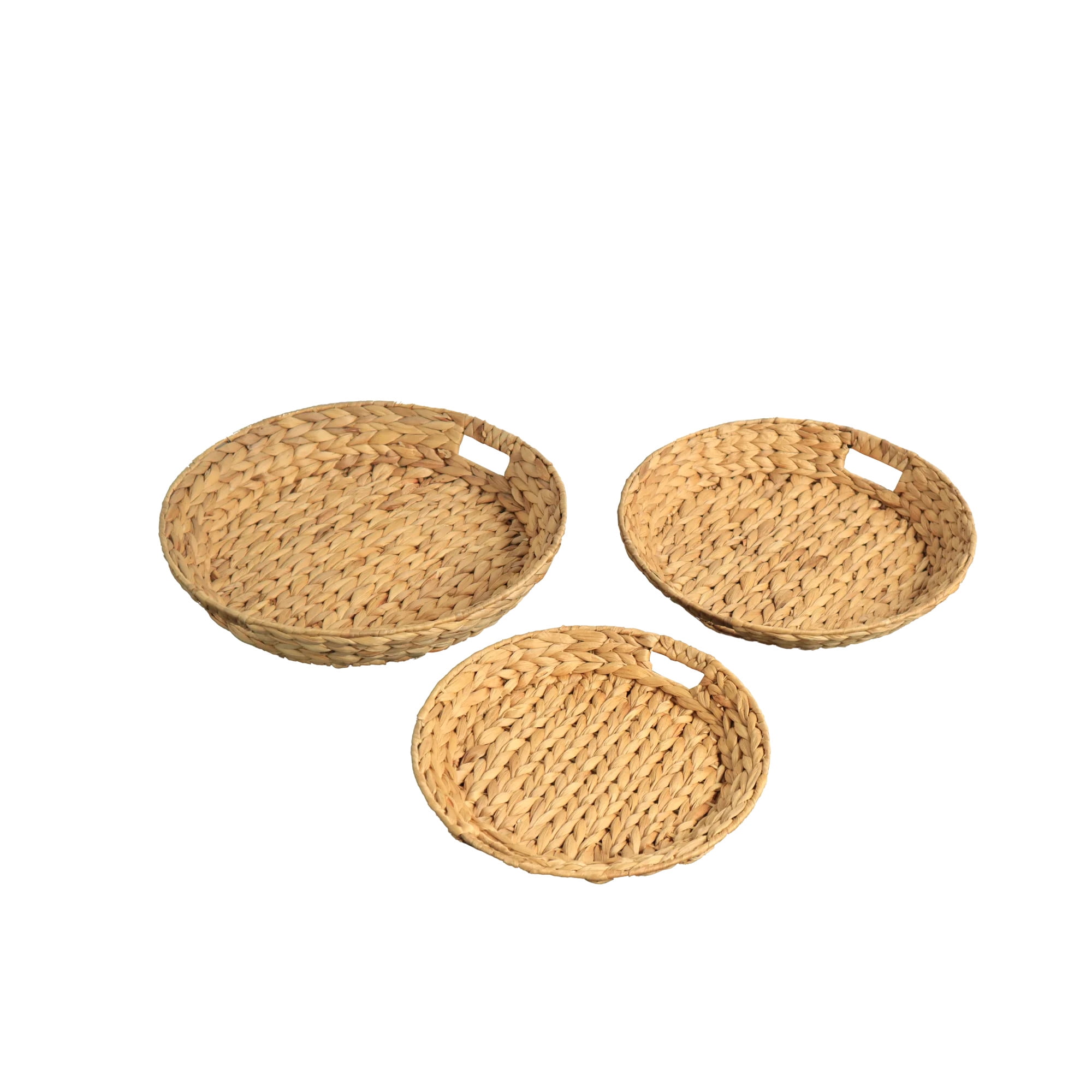 Eden Grace Set of 3 Hand Woven Tapered Round Wicker Serving Trays