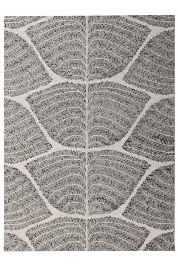 WomenArts Eden Gray 3'x5' Handcrafted Wool Area Rug – Floral Oriental Design, Non-Shedding, Living Room/Bedroom
