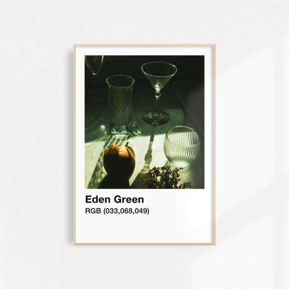 Eden Green - Dark Forest Green Printable Art For Living Room Decor, Dark Green Poster Still Life Wall Art, Trendy Wall Art Moody Print Wall Art, Modern Wall Decor, 8x12 UNFRAMED