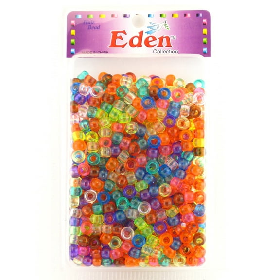 Eden Hair Braiding or Crafting Plastic Beads - Approximately 700 Pcs. (Assorted Transparent Colors)