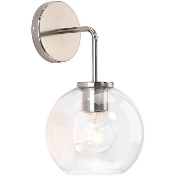 Eden Home 14.25" Transitional Metal Wall Sconce in Silver and Clear