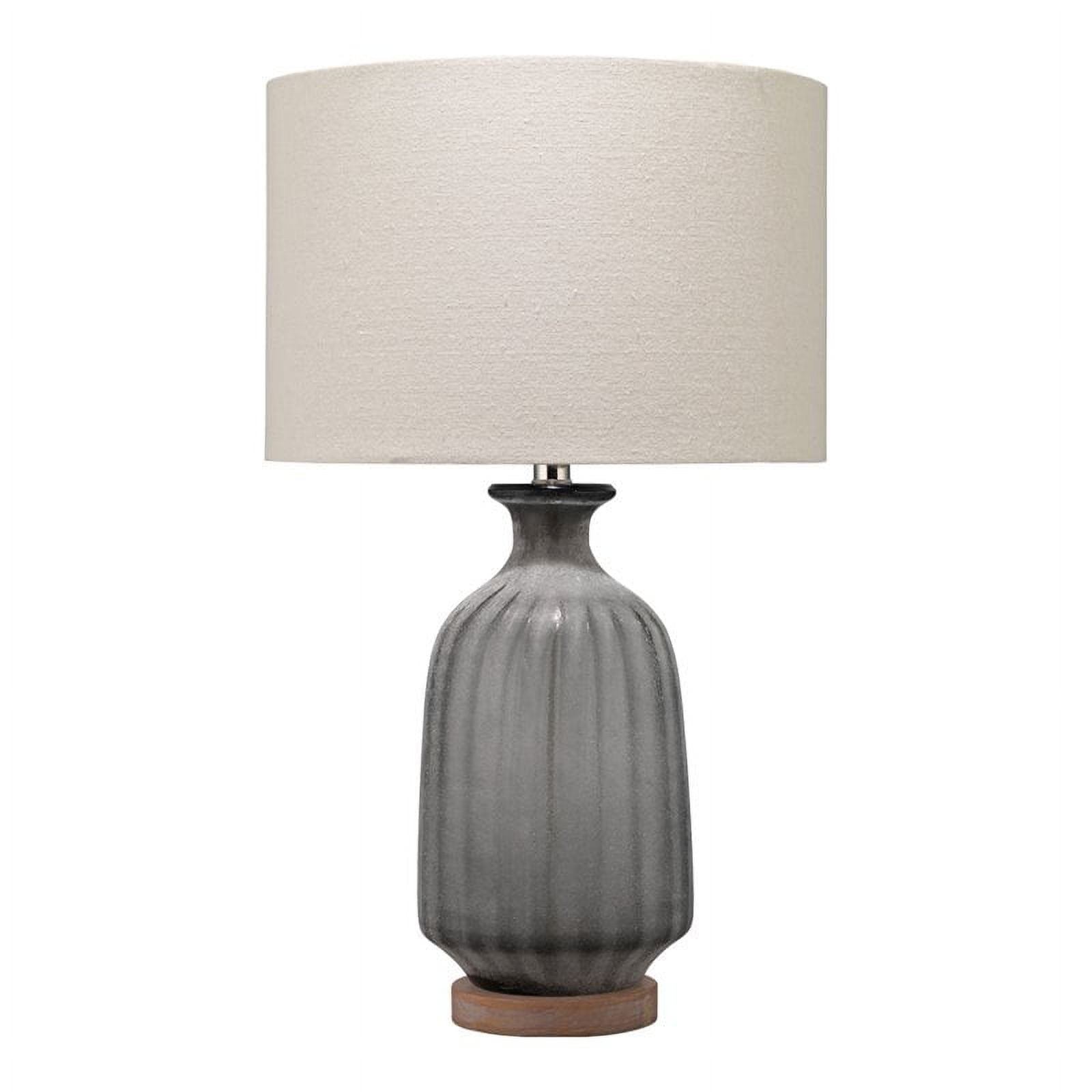 Gray Frosted Glass Table Lamp with Linen Shade