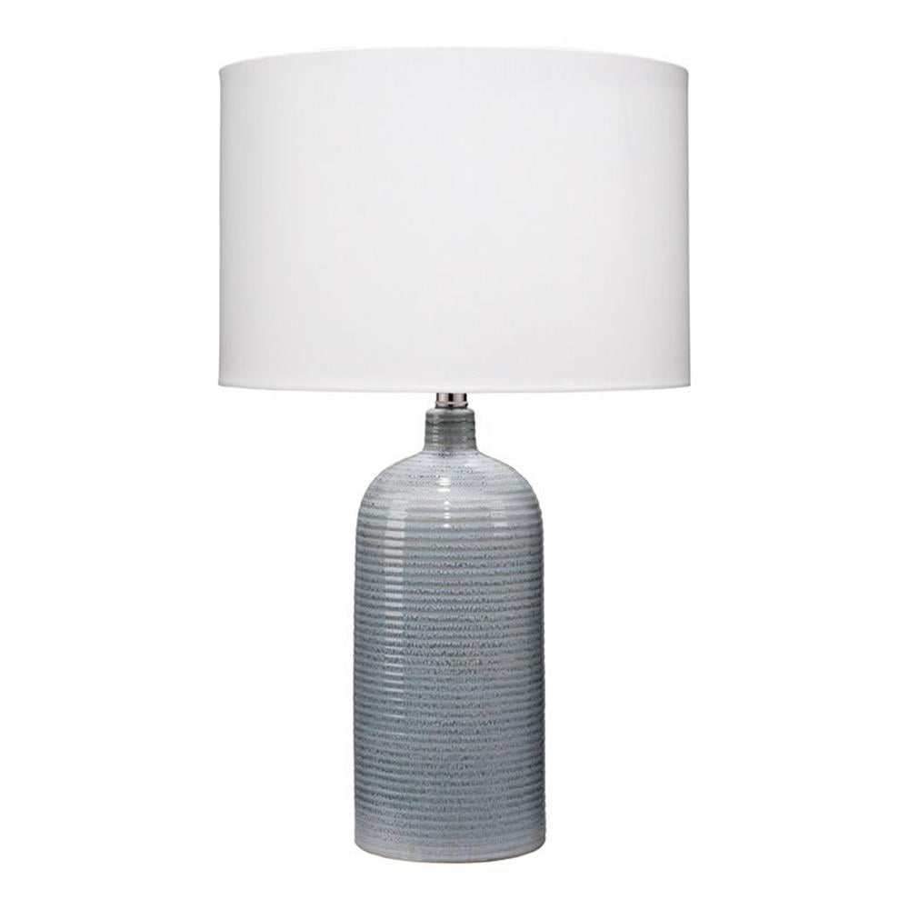 Blue Ceramic Table Lamp with White Cotton Shade