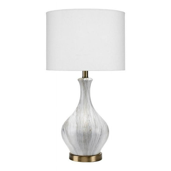 Eden Home 29" Traditional Ceramic Table Lamp in Gray and White Finish