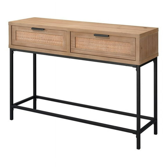 Eden Home 30" Coastal MDF Wood and Iron Console Table in Brown/Black