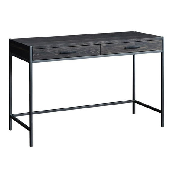Eden Home 48" Metal & Wood Writing/Study Computer Desk in Dark Brown