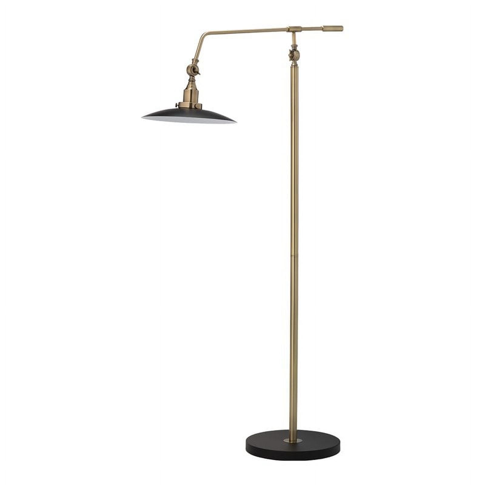 Mid-Century Modern Adjustable Floor Lamp in Black and Antique Brass