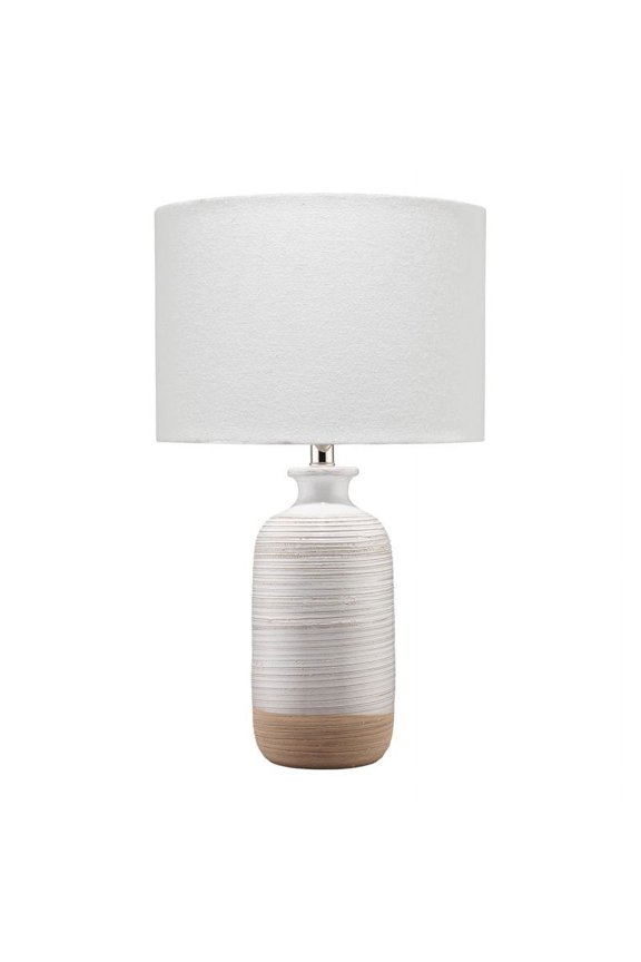Ceramic Table Lamp with Linen Shade in White/Brown