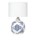 thumbnail image 1 of Eden Home Ceramic and Cotton Table Lamp in White/Blue Patterned, 1 of 2