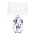 thumbnail image 1 of Eden Home Ceramic and Cotton Table Lamp in White/Blue Patterned, 1 of 3