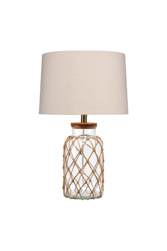 Coastal Rope and Glass Table Lamp in Clear and Natural Finish