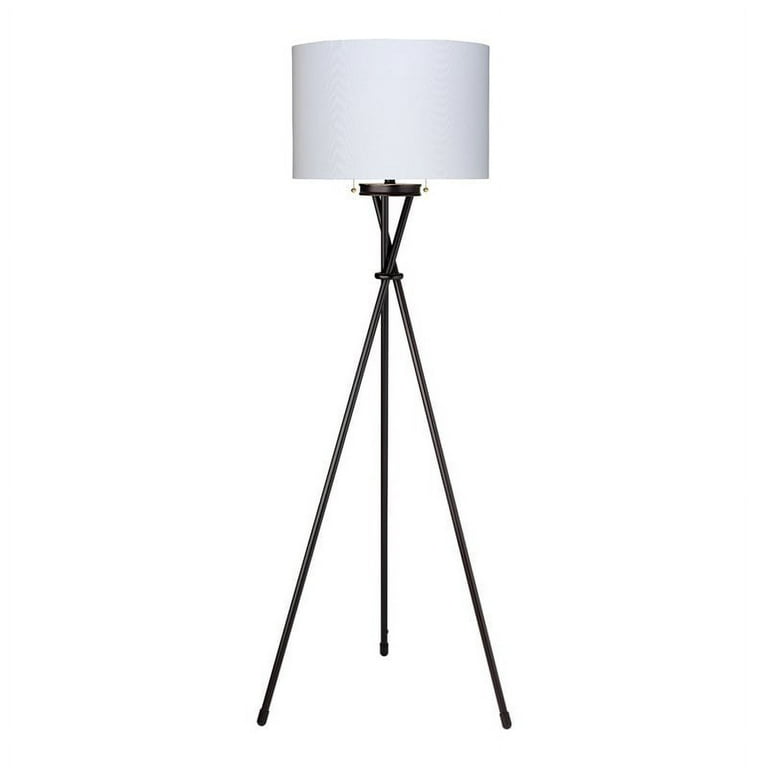 Eden Home Contemporary Metal Floor Lamp with Drum Shade in Bronze