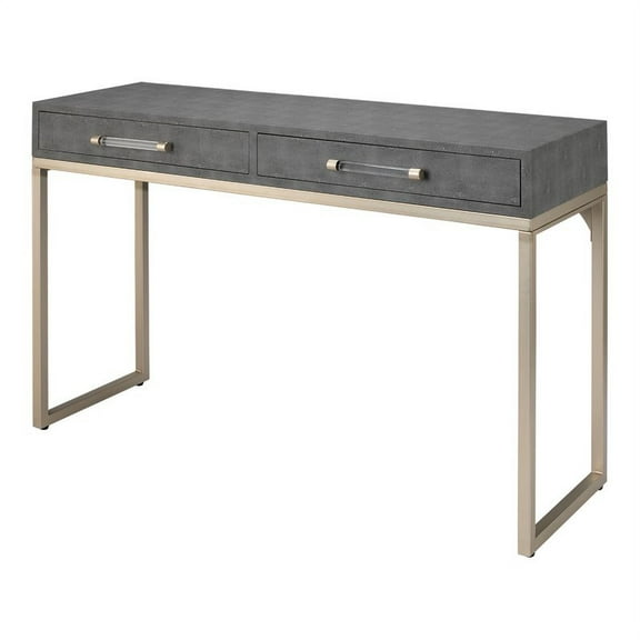 Eden Home Faux Shagreen and Metal Console Table in Gray/Nickel