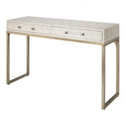 Eden Home Faux Shagreen and Metal Console Table in Ivory/Brass