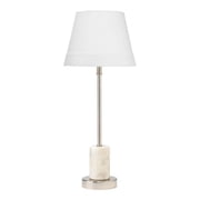 Eden Home Metal and Marble Table Lamp with Linen Shade in White/Nickel
