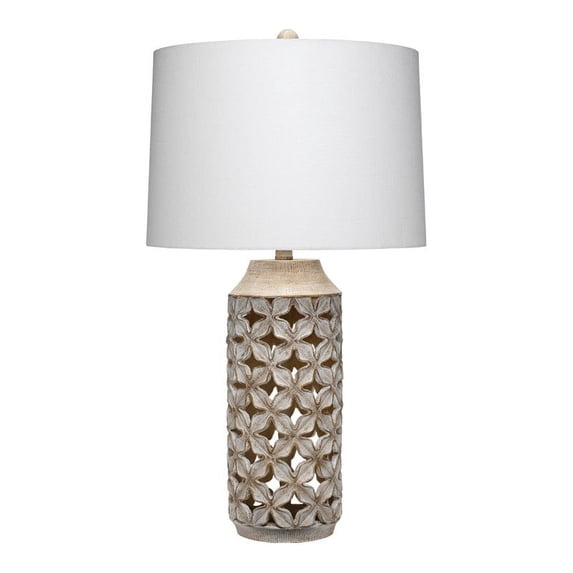 Eden Home Traditional Resin and Linen Table Lamp in Brown/White Washed