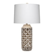 Eden Home Traditional Resin and Linen Table Lamp in Brown/White Washed