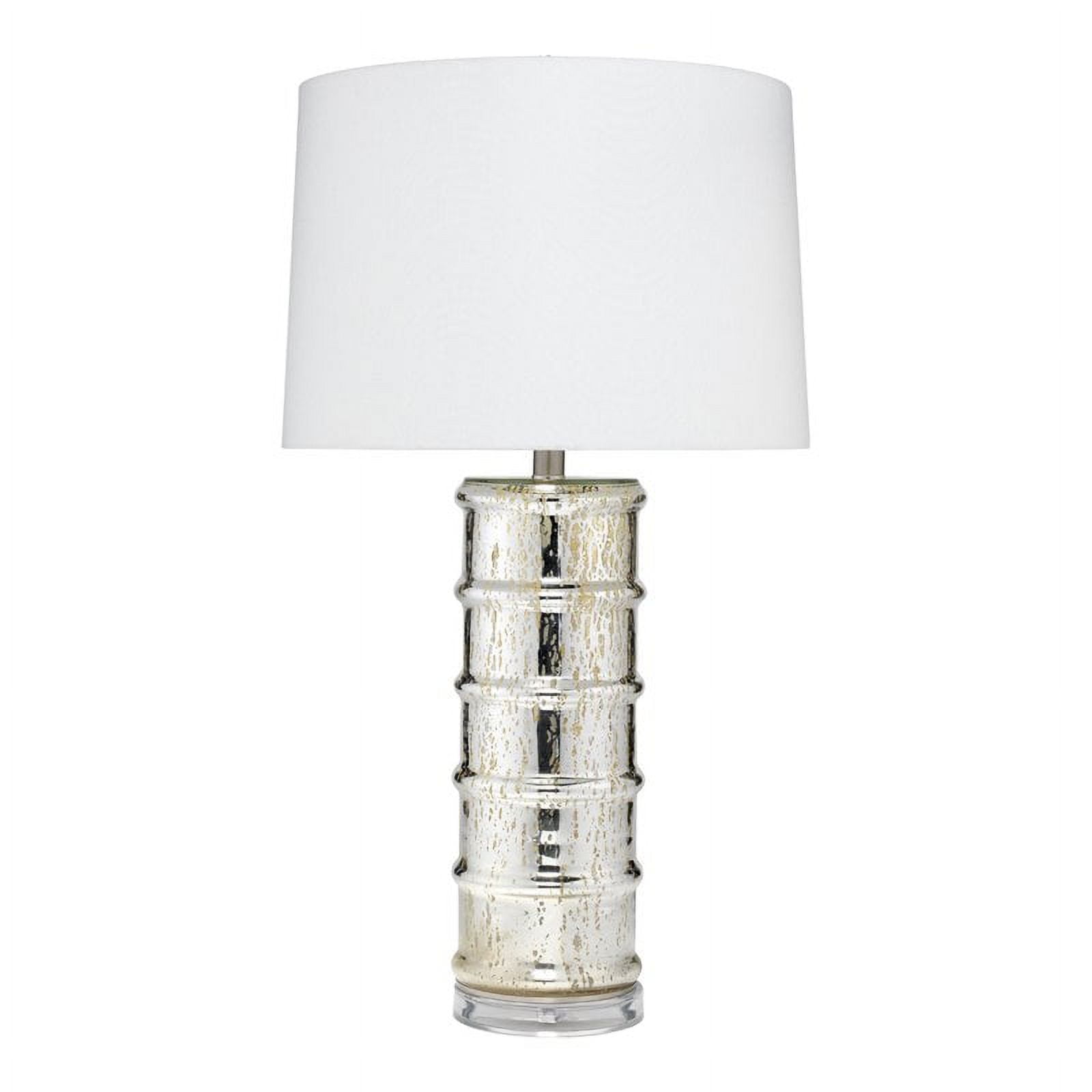 Elegant Mercury Glass 28" Silver Table Lamp with Off-White Linen Shade