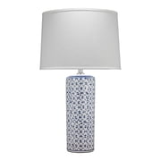 Eden Home Transitional Ceramic Table Lamp with Shade in Blue/White