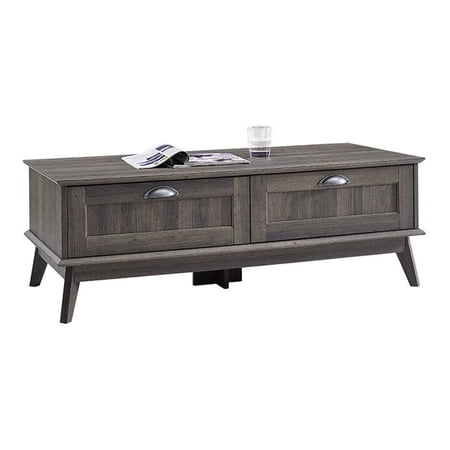 Eden Home Wood Center Coffee Table with 2 Drawers in Smoke Oak