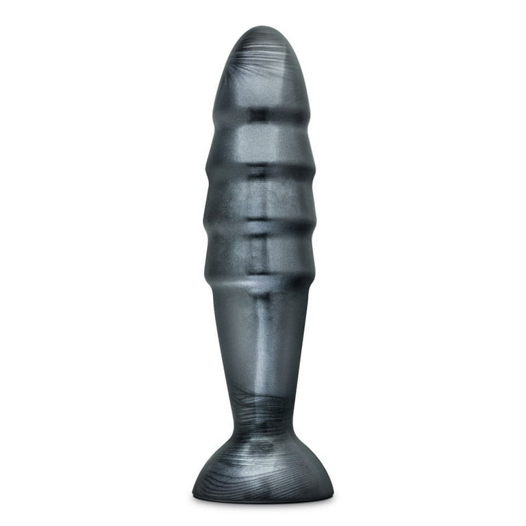 hombre con plug anal Eden Jet - Lock On Compatible PVC Destructor Anal Plug, Ribbed Texture,  Suction Base, Black