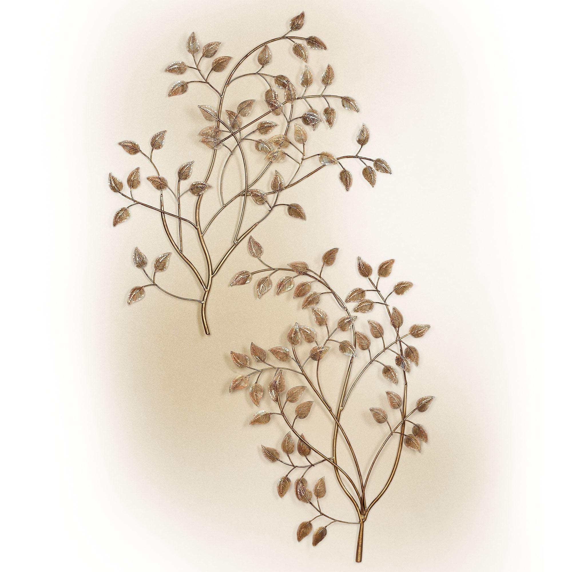 Eden Champagne Bronze Nature-Inspired Metal Wall Sculpture Set