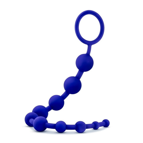 Eden Silicone Anal Beads with Graduated Shape & Retrieval Loop, Blue