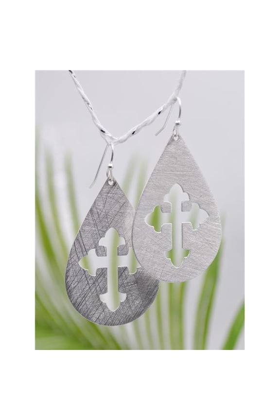 Eden Merry by James Lawrence 452694 Earrings - Eden Merry - Cross - Silver Overlay