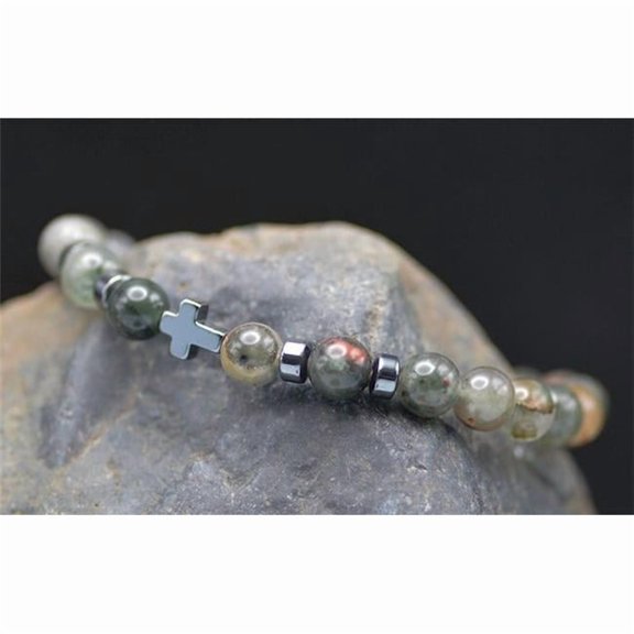 Eden Merry by James Lawrence 464109 Eden Merry Beaded Cross Bloodstone with Prayer Card Bracelet