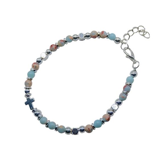 Eden Merry by James Lawrence 696490 Eden Merry Cross Beaded Bracelet, Earthy Tone