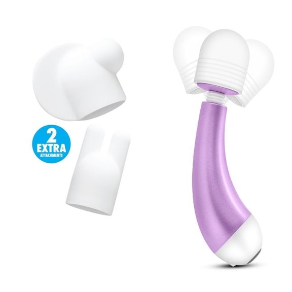 Eden Purple Mini Wand Vibrator with 10 Vibration Modes and 3 Attachments, Waterproof, Silicone/ABS, 5 Inch